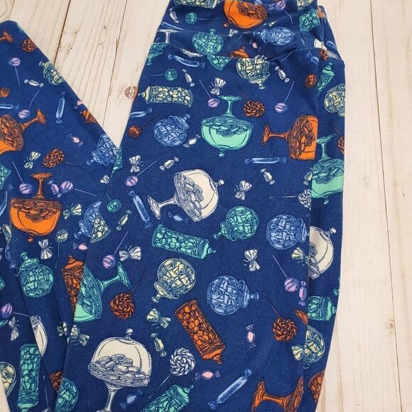 LULAROE leggings blue macaroon pastry pants OS - Picture 3 of 6